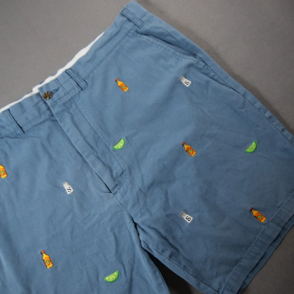 Castaway Tequila Lime Salt Embroidered Vacation Fun Costal Chino Men Shorts 40